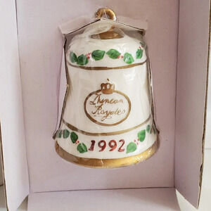 VTG Christmas Duncan Royale Ornament Medieval Santa Claus Bell And Stand 1992